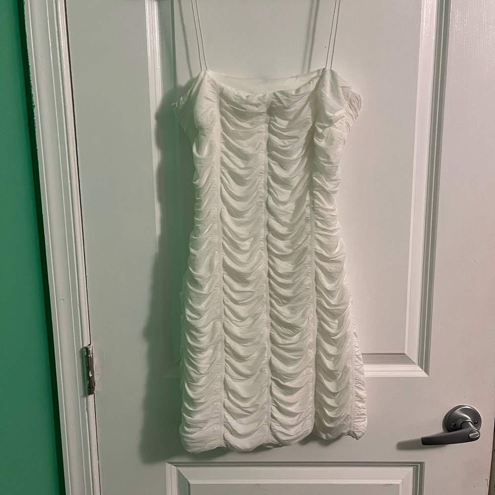 Elegant White Ruched Dress